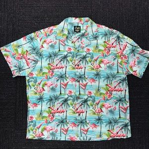 Benny’s Mens flamingo print Hawaiian shirt